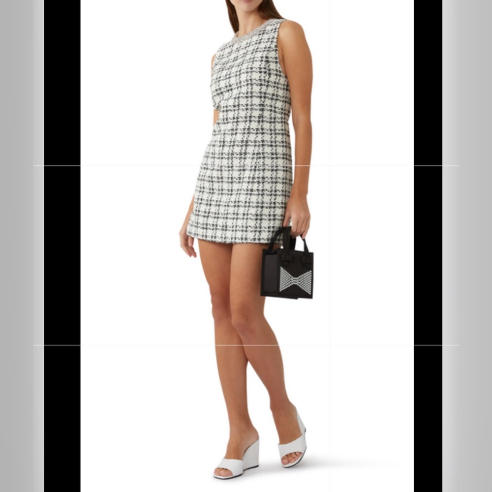 Just Me Tweed Plaid Mini Chic Dress Size Small